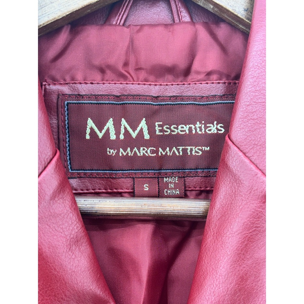 MM Essentials Marc Mattis Faux Leather Jacket Burgundy Red Blazer Small - Picture 3 of 7